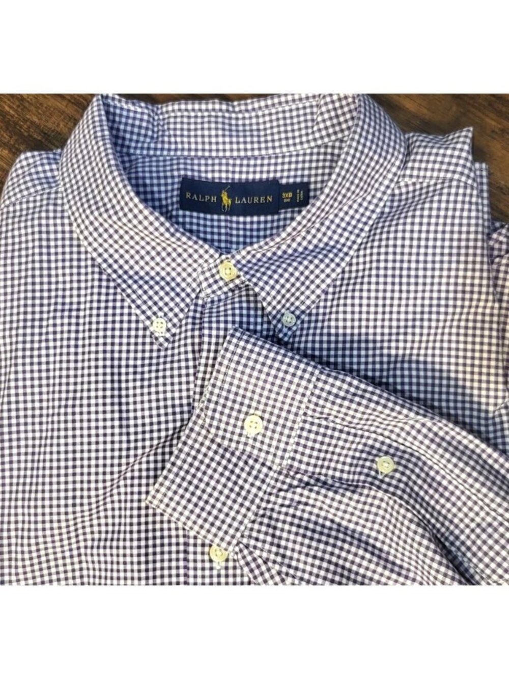 Mens Ralph Lauren Classic Fit Shirt 3XB Big Purple White Checkered Button Down